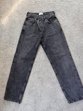 AGOLDE CRISS CROSS JEANS IN BLACK WASH - PRE-LOVED - LABELED W23 MEASURES W25